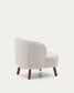 Poltrona Ulit in ciniglia beige e gambe in legno massiccio di frassino con finitura color noce