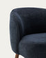 Poltrona Ulit in ciniglia blu-grigio e gambe in legno massiccio di frassino con finitura color noce
