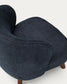 Poltrona Ulit in ciniglia blu-grigio e gambe in legno massiccio di frassino con finitura color noce