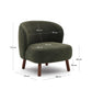 Poltrona Ulit in ciniglia verde e gambe in legno massiccio di frassino con finitura color noce