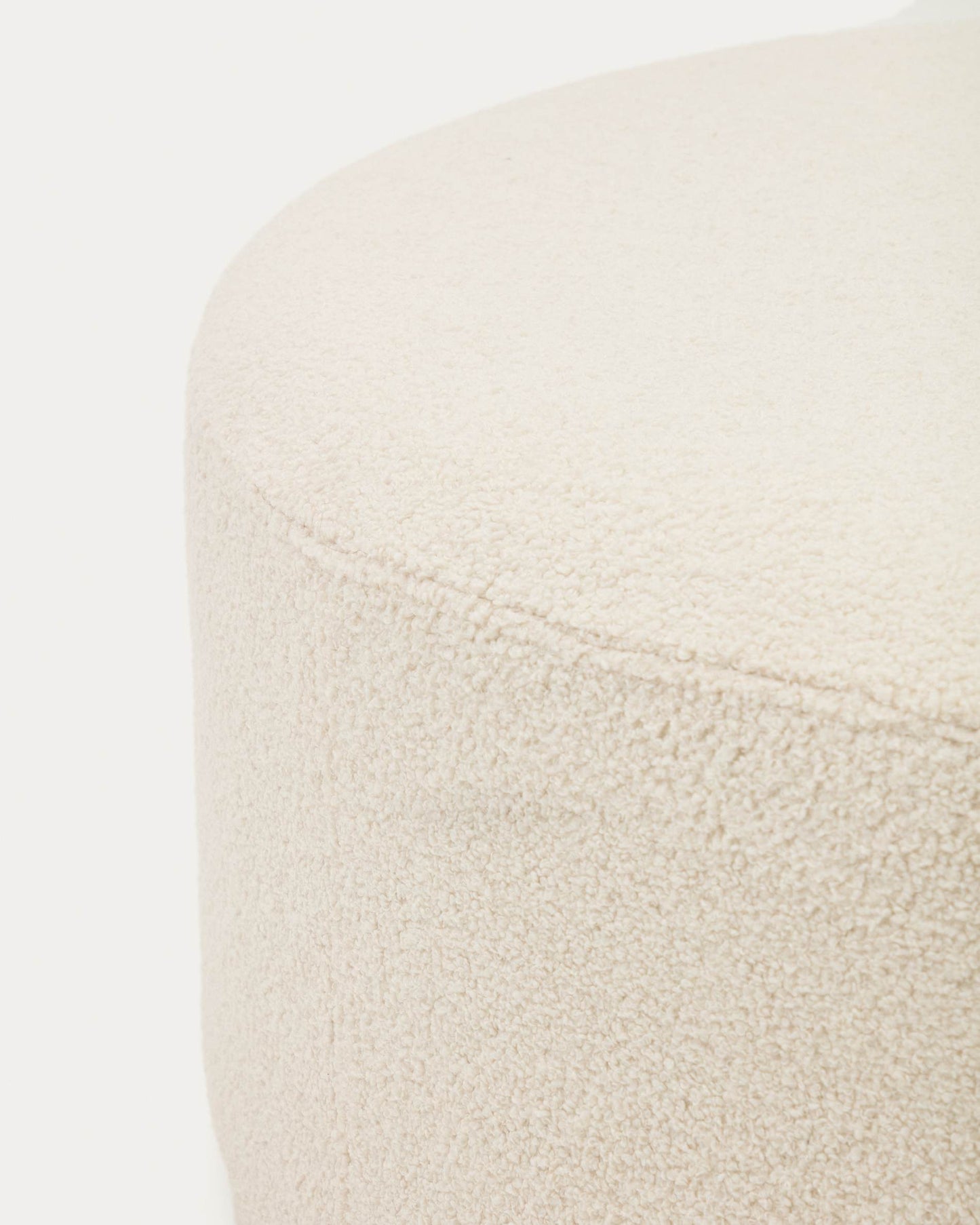 Pouf sfoderabile Kaeli in tessuto bouclé écru Ø 120 cm