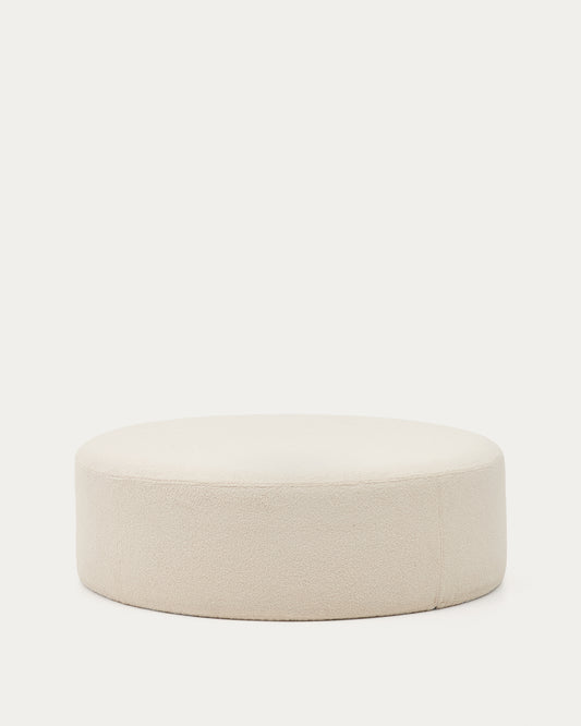 Pouf sfoderabile Kaeli in tessuto bouclé écru Ø 120 cm
