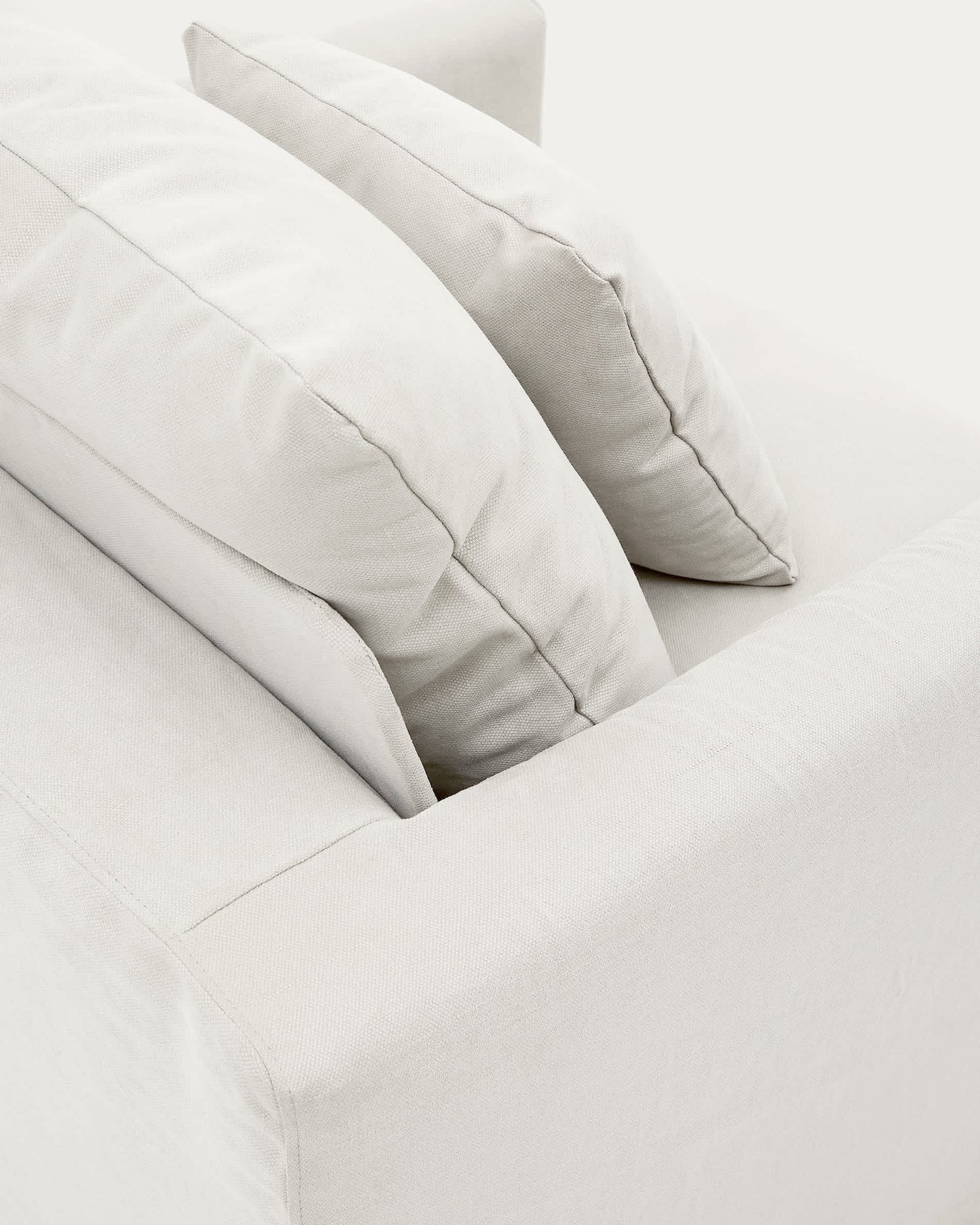 Poltrona sfoderabile Nora con cuscino in lino e cotone écru 92 cm