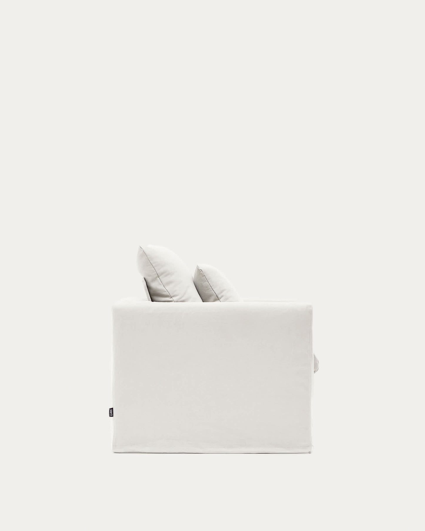 Poltrona sfoderabile Nora con cuscino in lino e cotone écru 92 cm