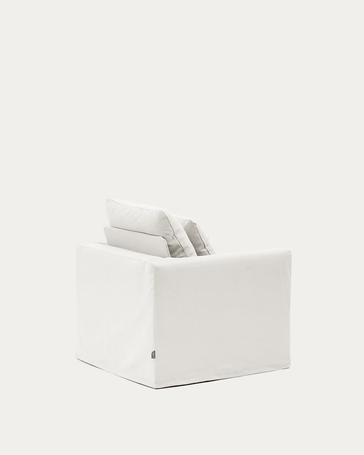 Poltrona sfoderabile Nora con cuscino in lino e cotone écru 92 cm
