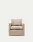 Poltrona sfoderabile Nora con cuscino in lino e cotone taupe 92 cm