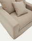 Poltrona sfoderabile Nora con cuscino in lino e cotone taupe 140 cm