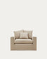 Poltrona sfoderabile Nora con cuscino in lino e cotone taupe 140 cm
