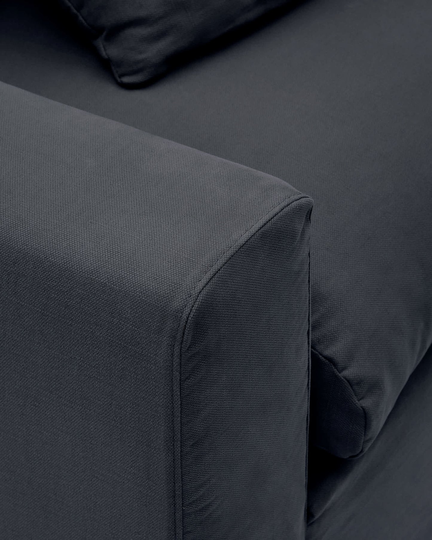 Divano sfoderabile Nora 3 posti con cuscini in lino e cotone grigio antracite 240 cm