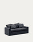 Divano sfoderabile Nora 3 posti con cuscini in lino e cotone grigio antracite 240 cm