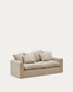 Divano sfoderabile Nora 3 posti con cuscini in lino e cotone taupe 240 cm