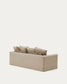 Divano sfoderabile Nora 3 posti con cuscini in lino e cotone taupe 240 cm