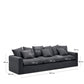 Divano sfoderabile Nora 4 posti con cuscini in lino e cotone grigio antracite 340 cm