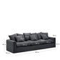 Divano sfoderabile Nora 4 posti con cuscini in lino e cotone grigio antracite 340 cm