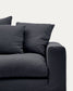 Divano sfoderabile Nora 4 posti con cuscini in lino e cotone grigio antracite 340 cm