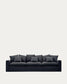 Divano sfoderabile Nora 4 posti con cuscini in lino e cotone grigio antracite 340 cm