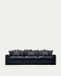 Divano sfoderabile Nora 4 posti con cuscini in lino e cotone grigio antracite 340 cm