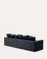 Divano sfoderabile Nora 4 posti con cuscini in lino e cotone grigio antracite 340 cm