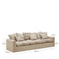 Divano sfoderabile Nora 4 posti con cuscini in lino e cotone taupe 340 cm