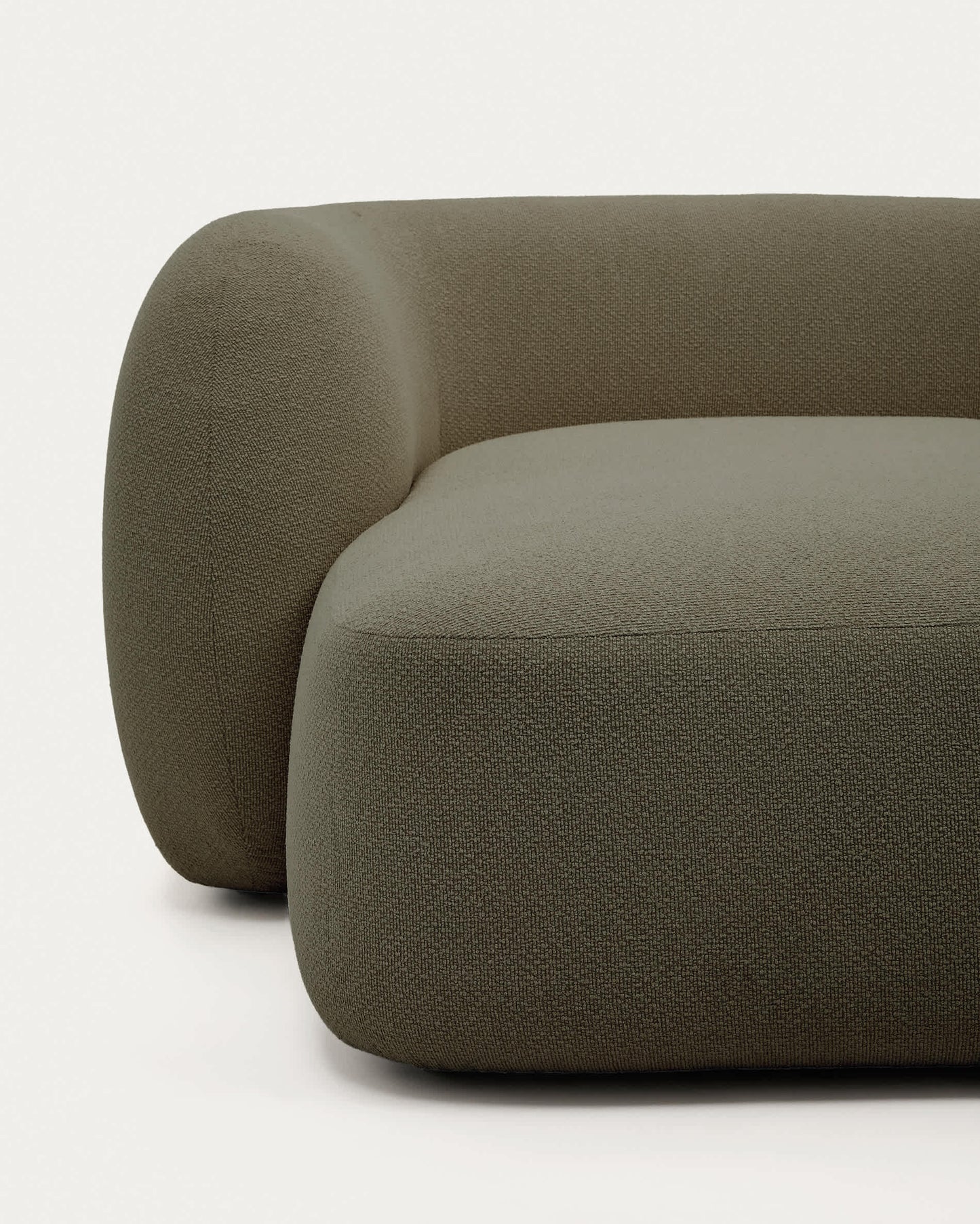 Divano modulare Martina 2 posti in ciniglia con chaise longue destra verde 230 cm