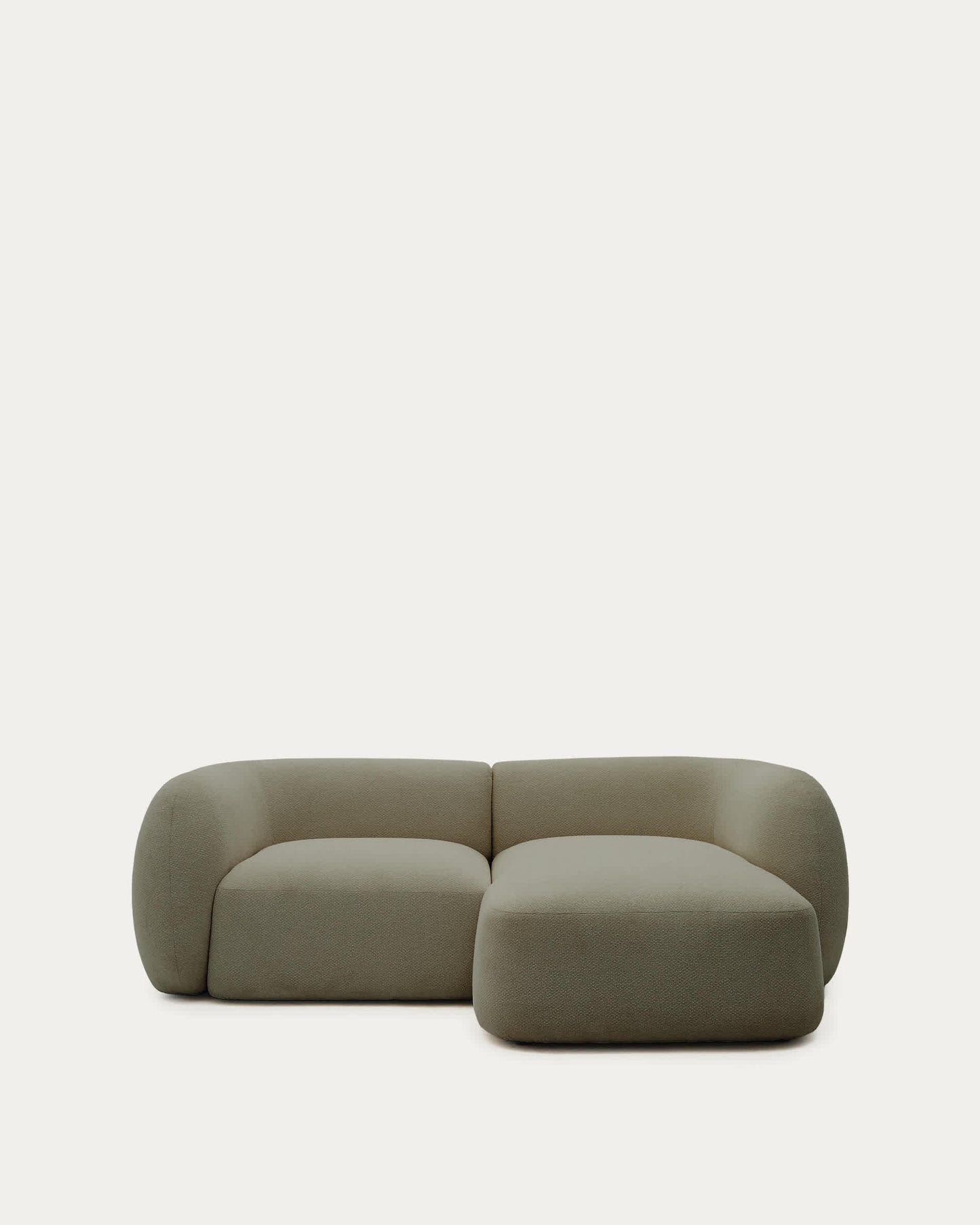 Divano modulare Martina 2 posti in ciniglia con chaise longue destra verde 230 cm