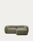 Divano modulare Martina 2 posti in ciniglia con chaise longue destra verde 230 cm