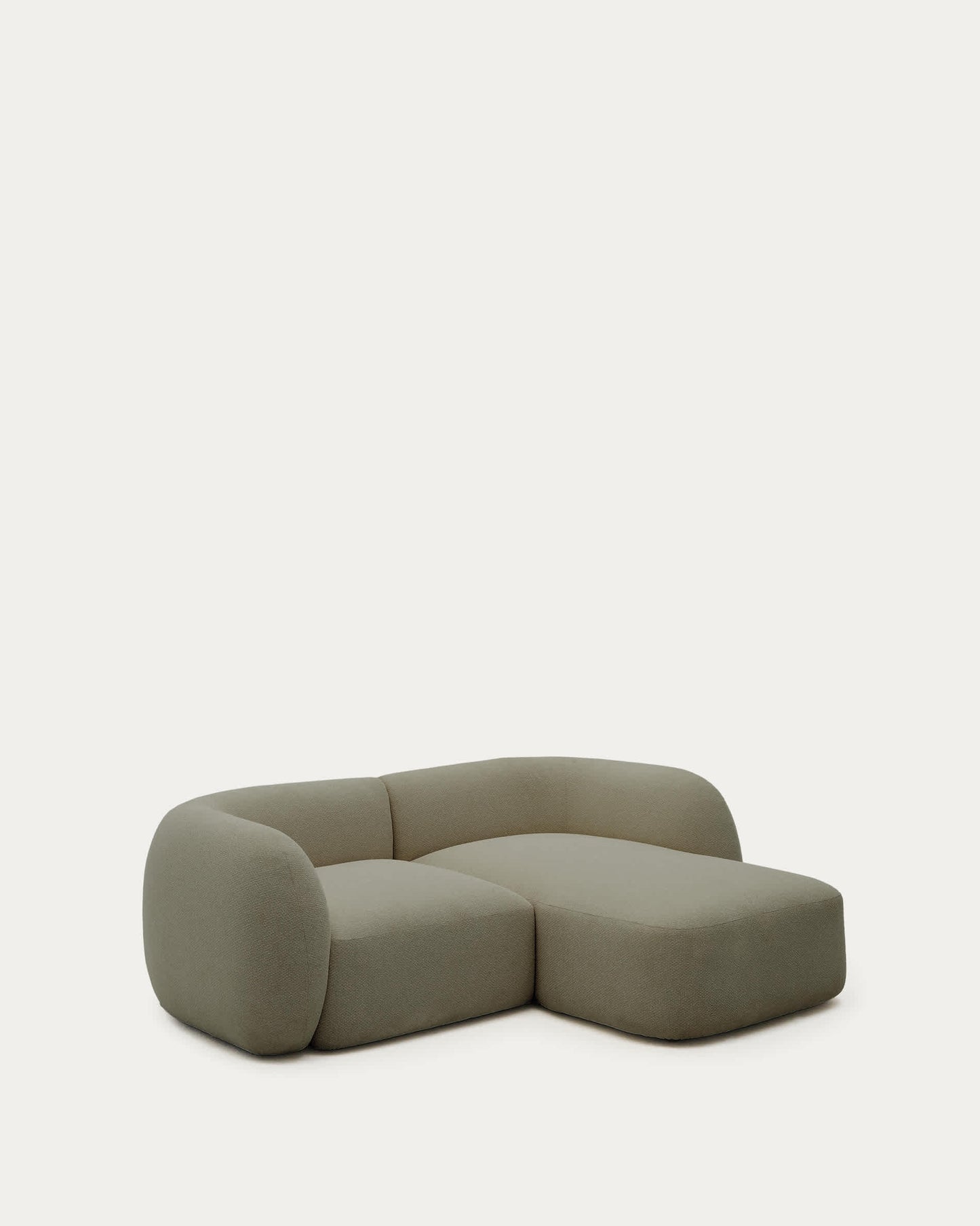 Divano modulare Martina 2 posti in ciniglia con chaise longue destra verde 230 cm