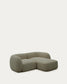 Divano modulare Martina 2 posti in ciniglia con chaise longue destra verde 230 cm