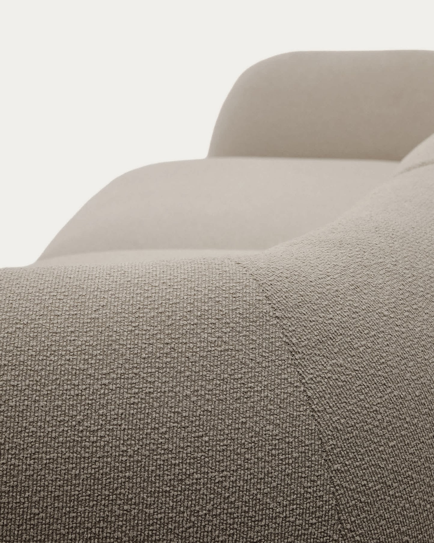 Divano modulare Martina a 2 posti in ciniglia con chaise longue destra color pietra 230 cm