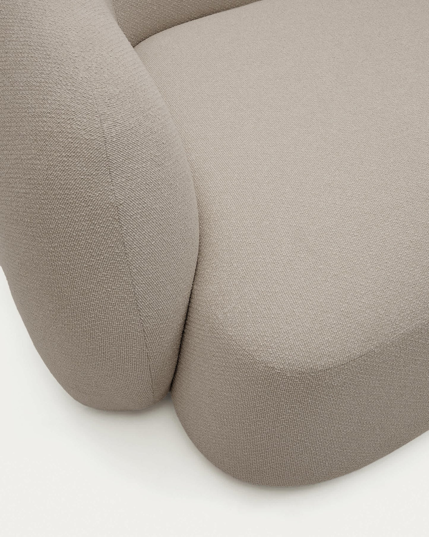 Divano modulare Martina a 2 posti in ciniglia con chaise longue destra color pietra 230 cm