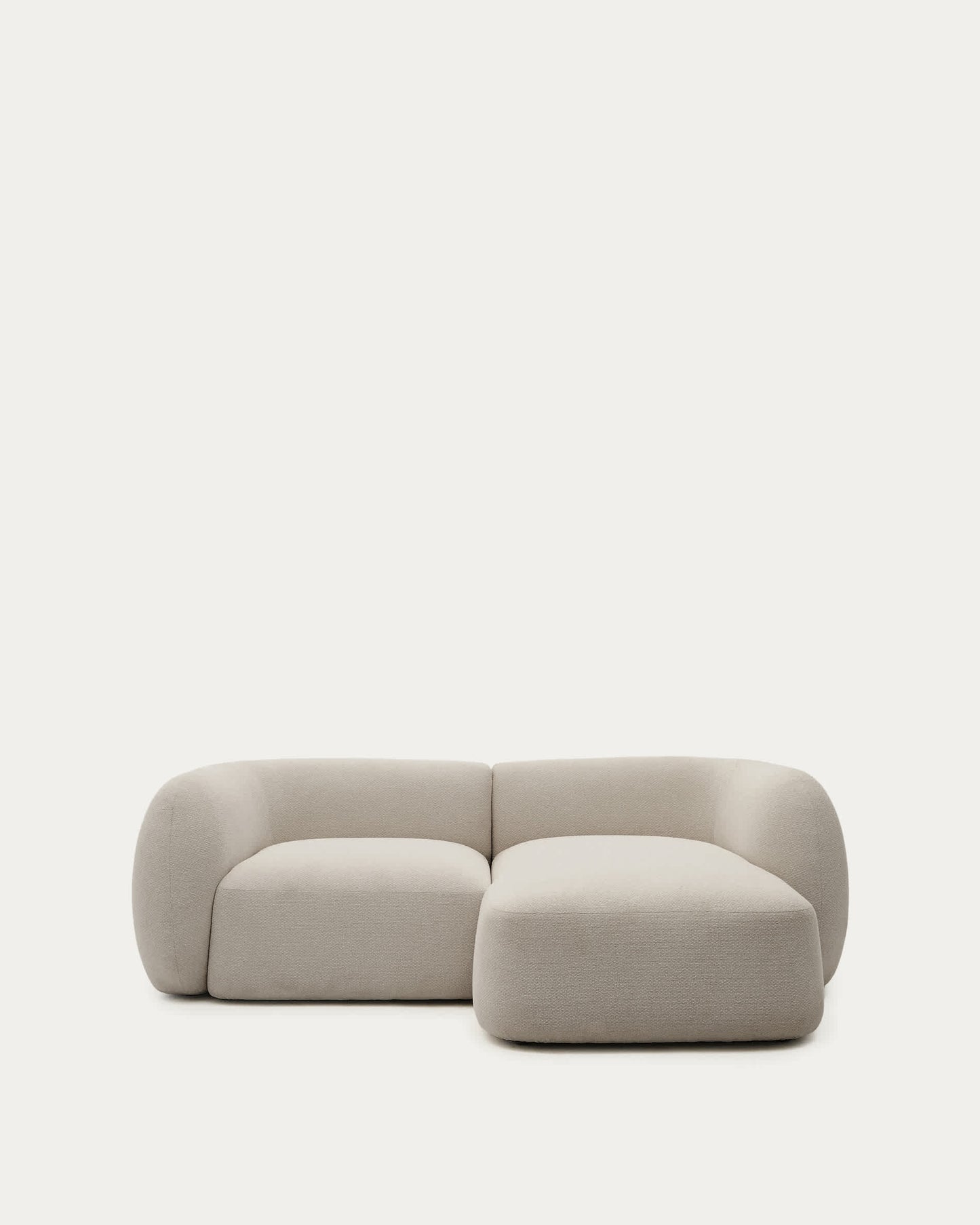 Divano modulare Martina a 2 posti in ciniglia con chaise longue destra color pietra 230 cm