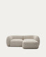 Divano modulare Martina a 2 posti in ciniglia con chaise longue destra color pietra 230 cm