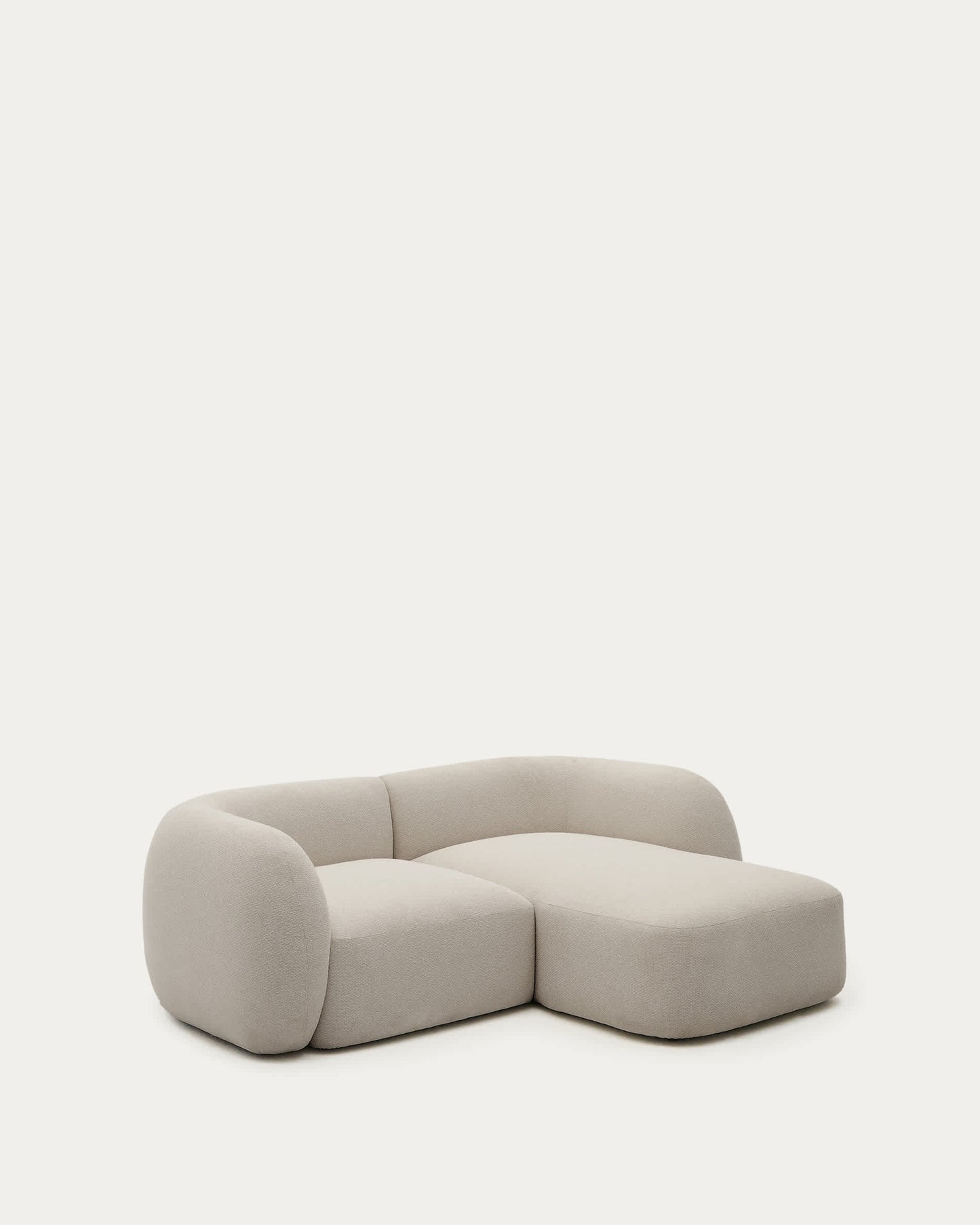 Divano modulare Martina a 2 posti in ciniglia con chaise longue destra color pietra 230 cm