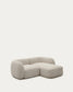 Divano modulare Martina a 2 posti in ciniglia con chaise longue destra color pietra 230 cm