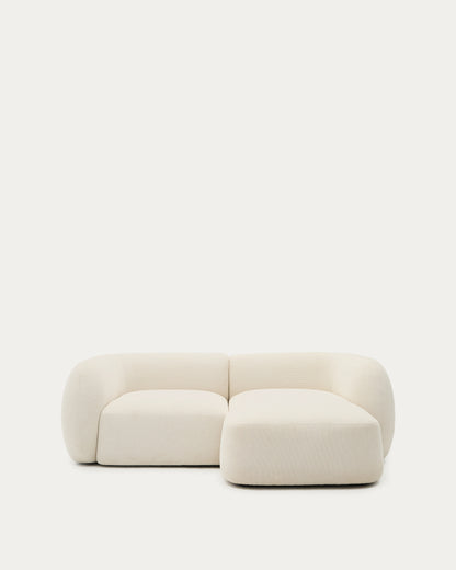 Divano modulare Martina 2 posti con chaise longue a destra ciniglia écru 230 cm