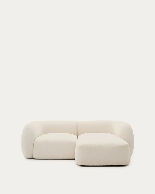 Divano modulare Martina 2 posti con chaise longue a destra ciniglia écru 230 cm