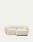 Divano modulare Martina 2 posti con chaise longue a destra ciniglia écru 230 cm