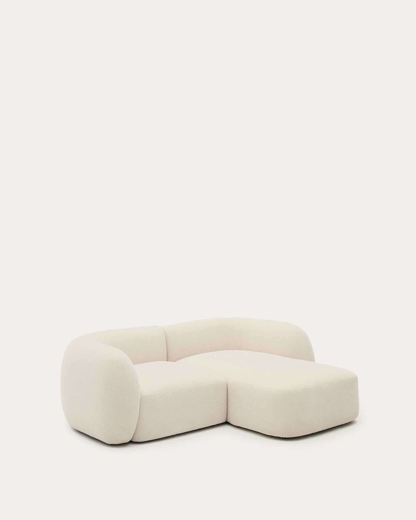 Divano modulare Martina 2 posti con chaise longue a destra ciniglia écru 230 cm