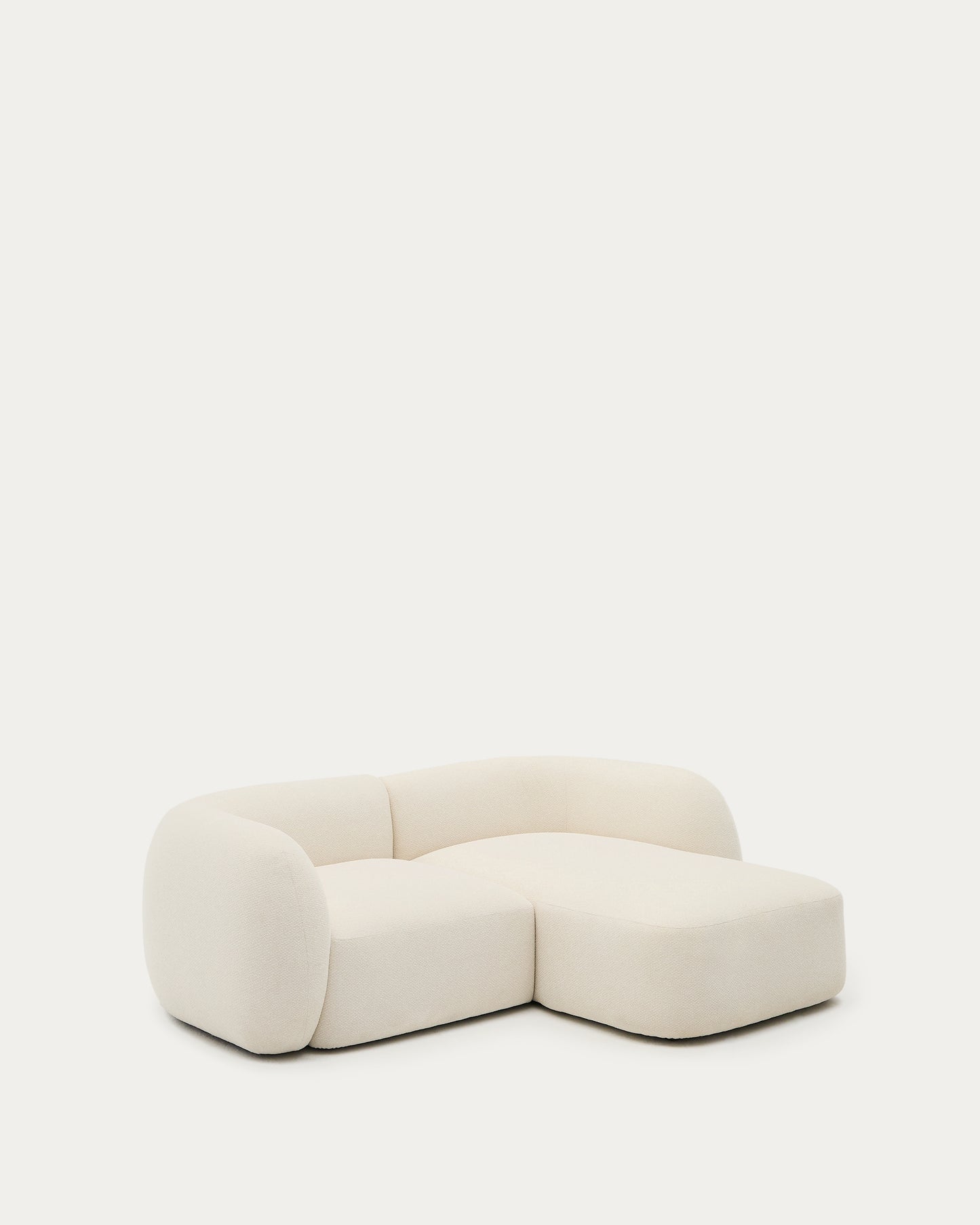 Divano modulare Martina 2 posti con chaise longue a destra ciniglia écru 230 cm
