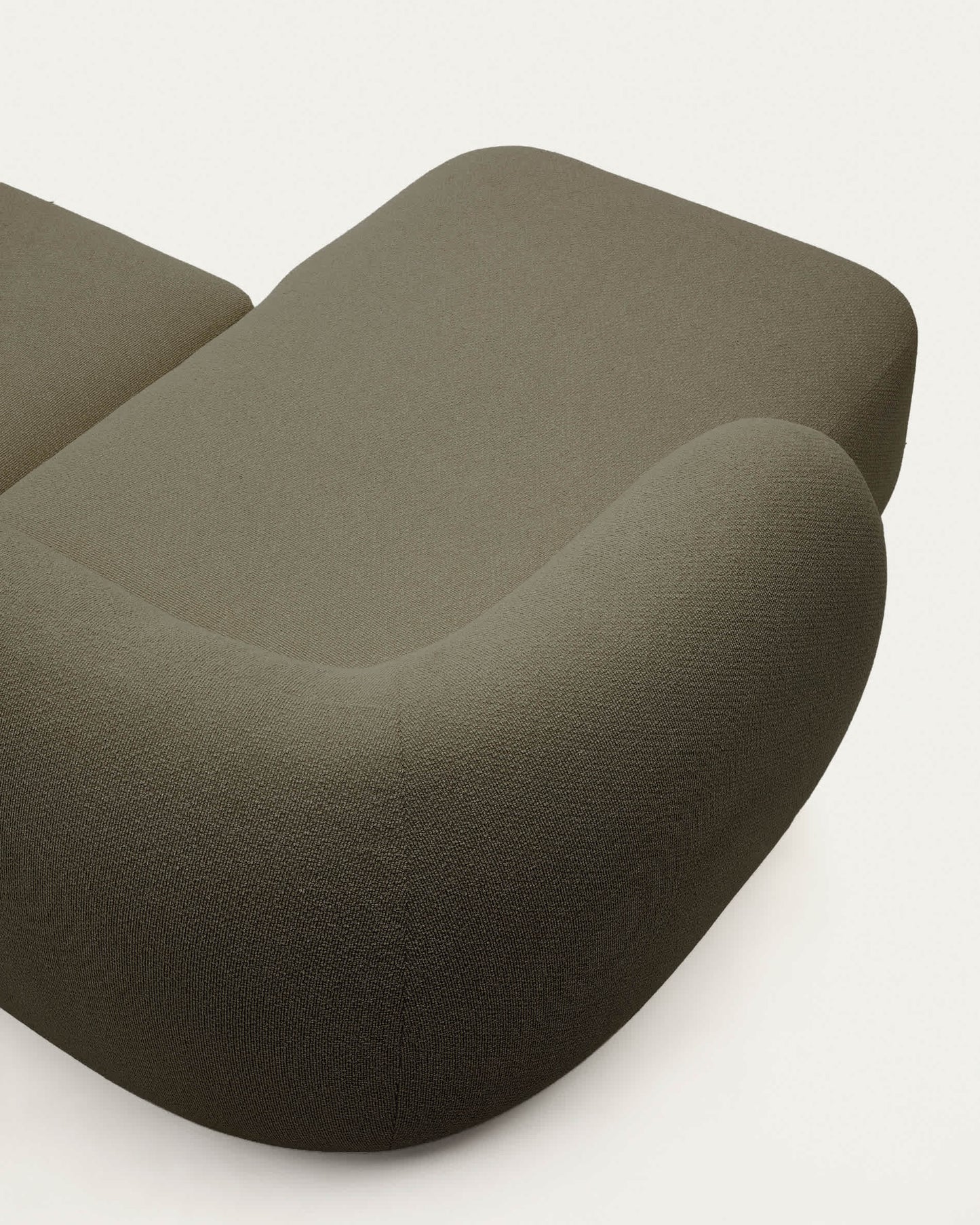 Divano modulare Martina 2 posti in ciniglia con chaise longue sinistra verde 230 cm