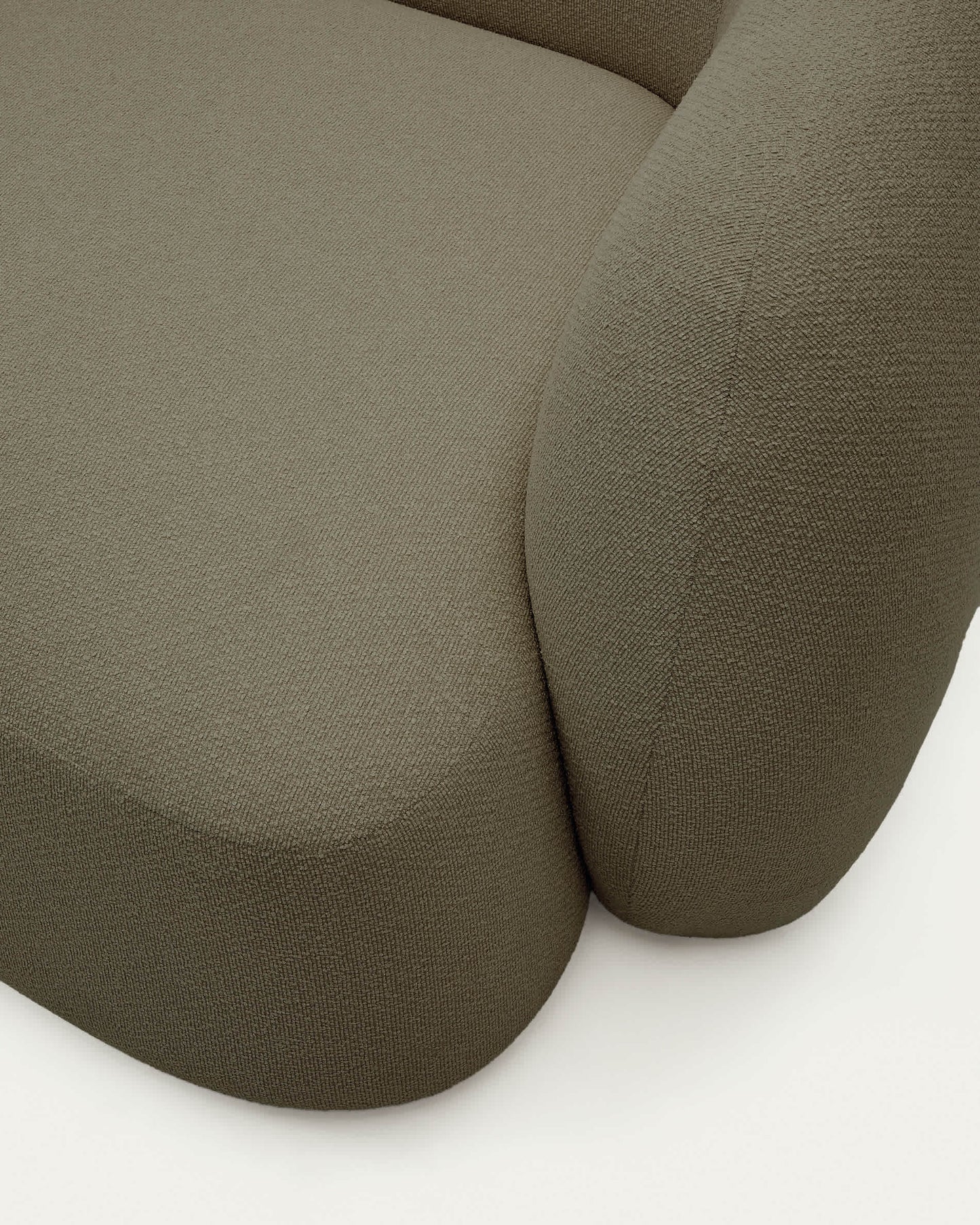 Divano modulare Martina 2 posti in ciniglia con chaise longue sinistra verde 230 cm