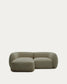 Divano modulare Martina 2 posti in ciniglia con chaise longue sinistra verde 230 cm