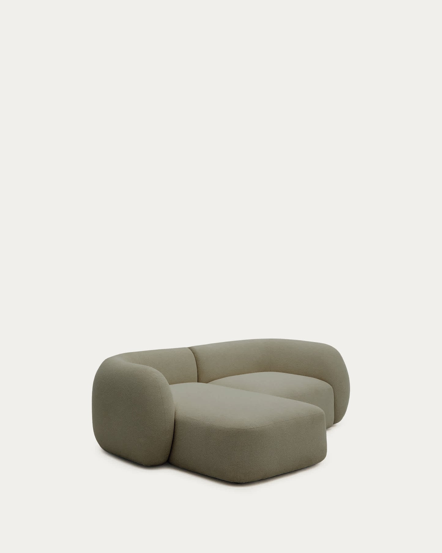 Divano modulare Martina 2 posti in ciniglia con chaise longue sinistra verde 230 cm