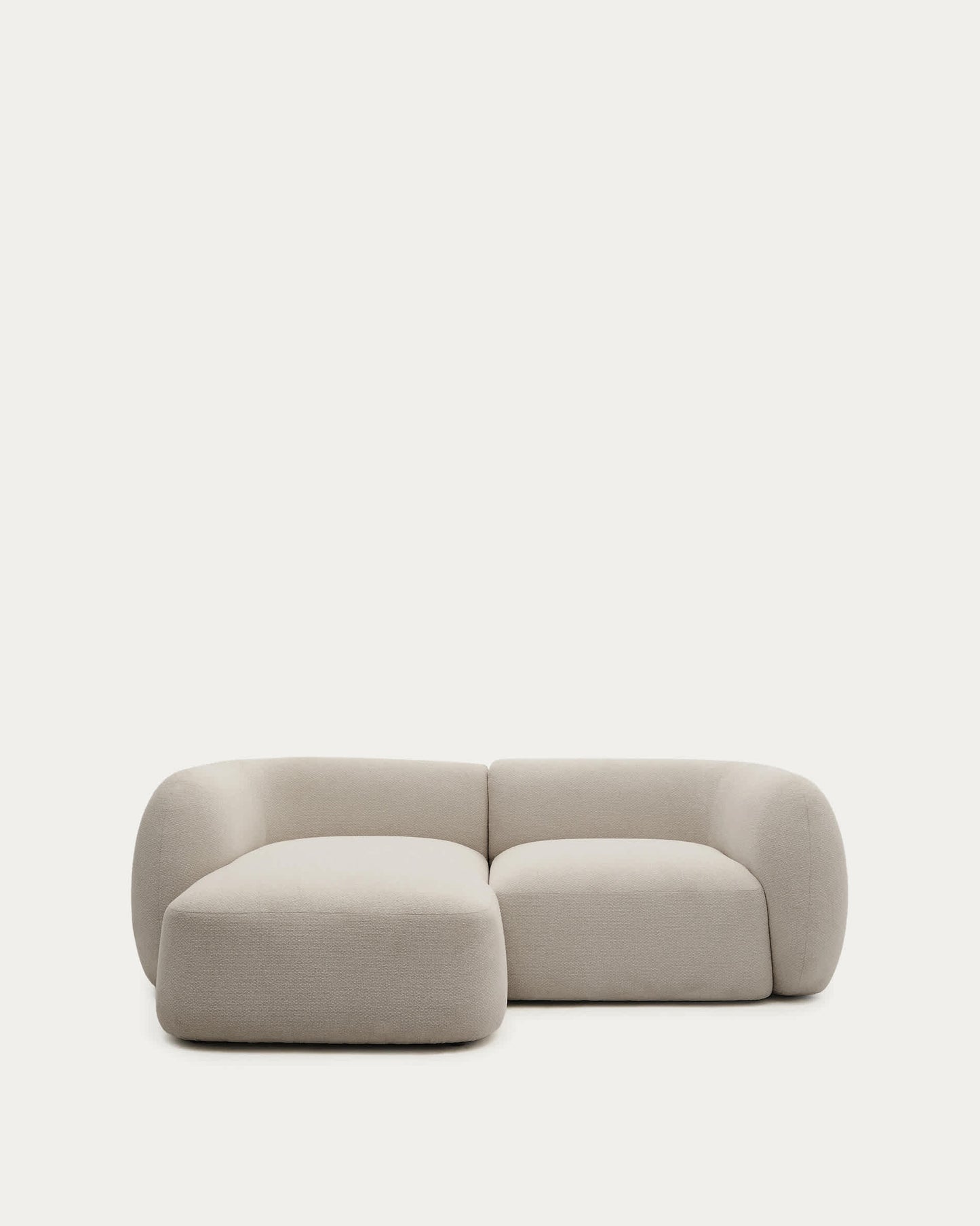Divano modulare Martina a 2 posti in ciniglia con chaise longue sinistra color pietra 230 cm