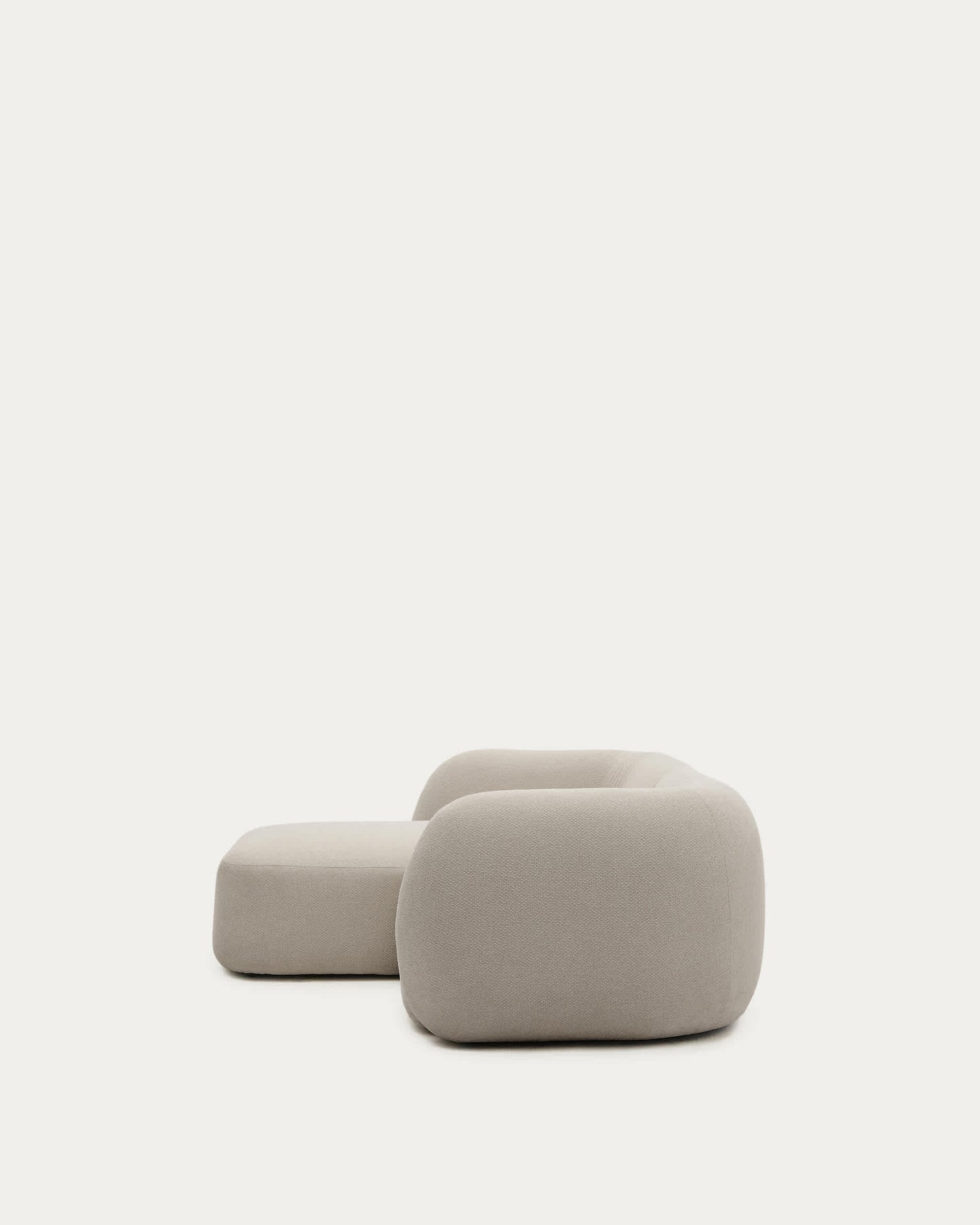 Divano modulare Martina a 2 posti in ciniglia con chaise longue sinistra color pietra 230 cm