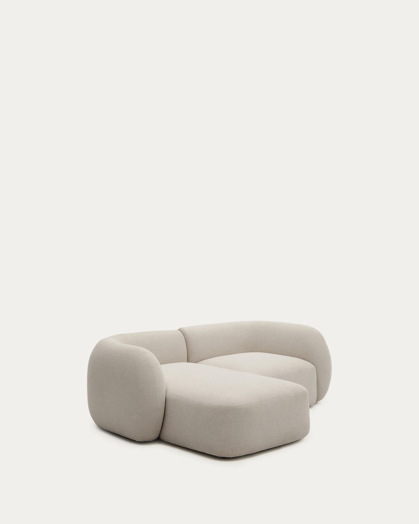 Divano modulare Martina a 2 posti in ciniglia con chaise longue sinistra color pietra 230 cm