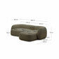 Divano modulare Martina 3 posti in ciniglia con chaise longue destra verde 287 cm