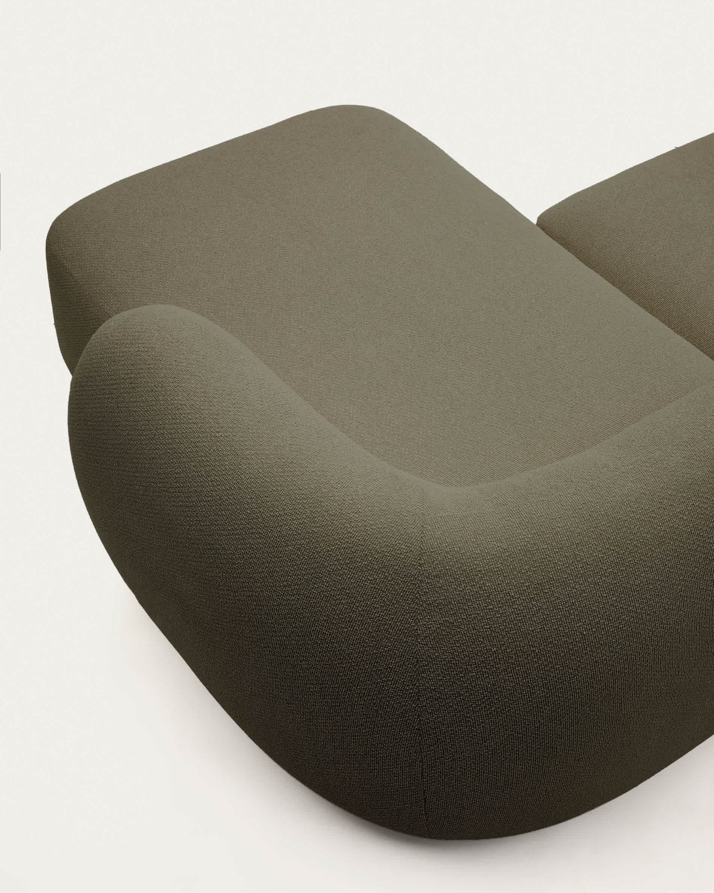 Divano modulare Martina 3 posti in ciniglia con chaise longue destra verde 287 cm