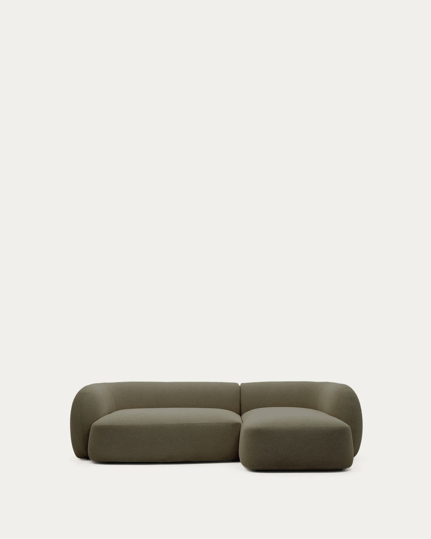 Divano modulare Martina 3 posti in ciniglia con chaise longue destra verde 287 cm