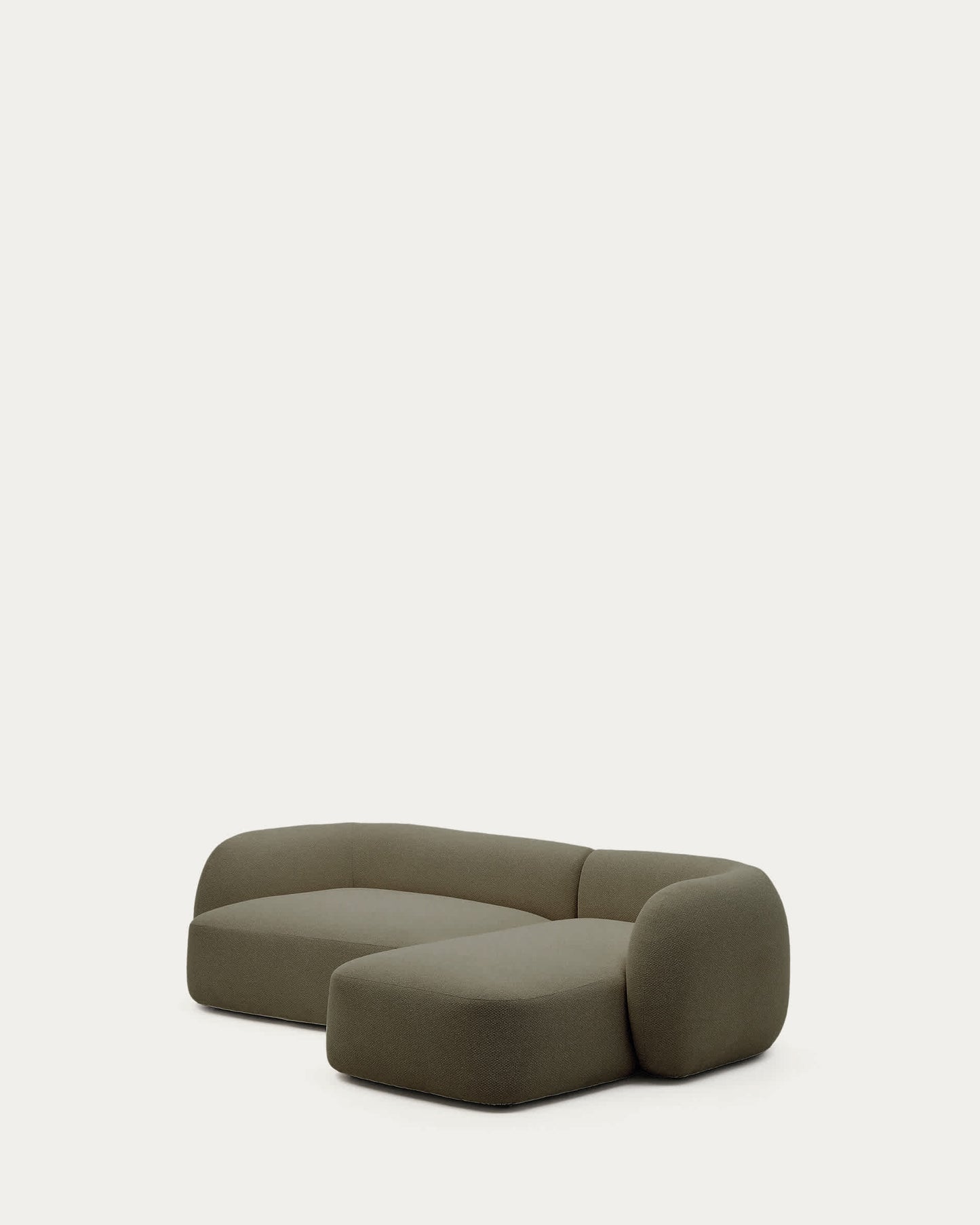 Divano modulare Martina 3 posti in ciniglia con chaise longue destra verde 287 cm